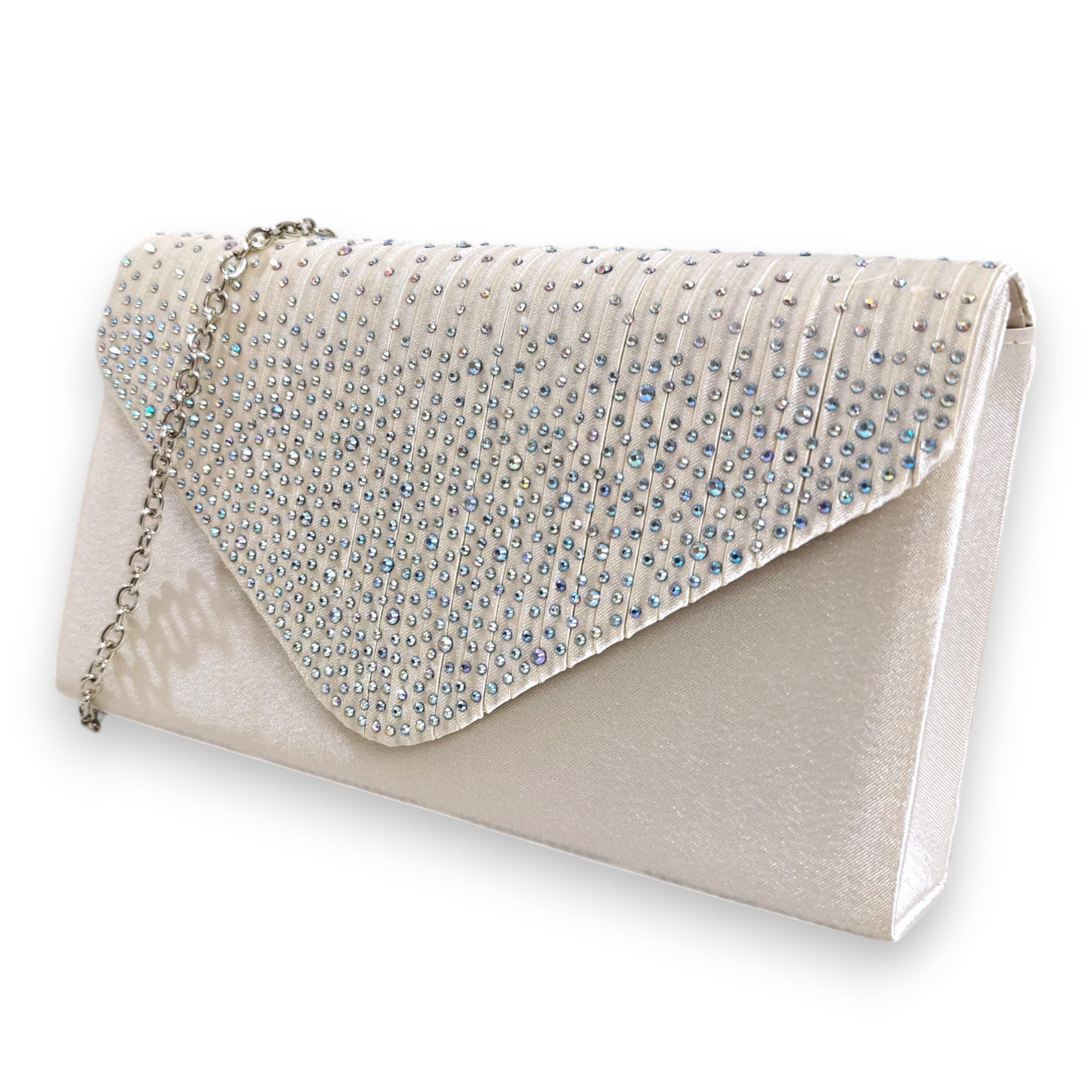 fi9® LADIES DIAMANTE BLING PARTY PROM BRIDAL EVENING CLUTCH HAND BAG PURSE HANDBAG (Ivory)