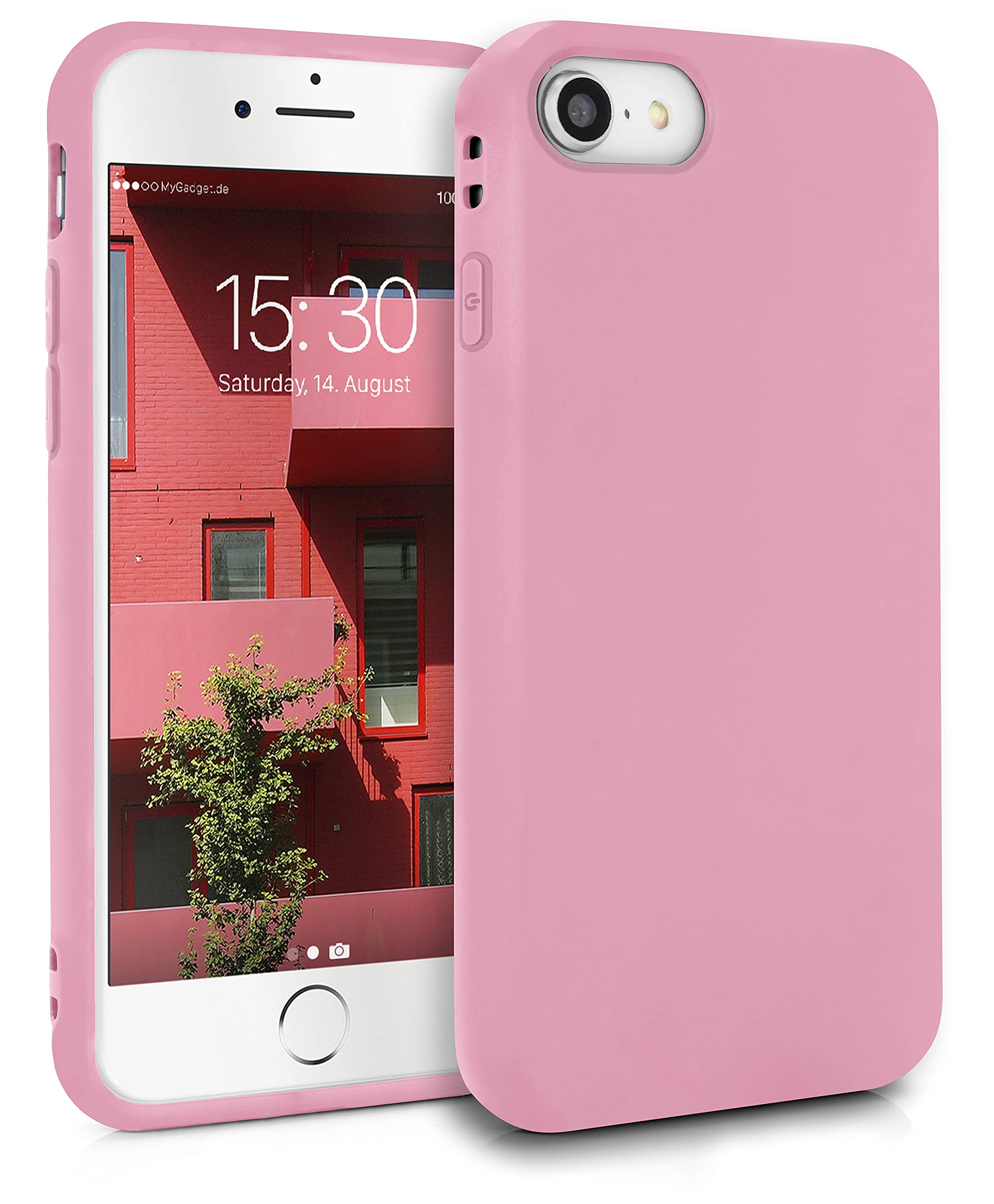 MyGadget TPU Case for iPhone 7 | 8 | SE 2020 | 2022 - [ Camera Protection & Anti Fingerprint ] - Silicone Cover with Soft Touch & Anti Scratch Shell - Matte Light Pink