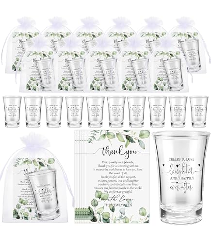 Uiifan 100-Piece Wedding Favor Set - Stainless Steel Shot Glasses With Thank You Cards & Bags - View #11