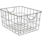 Spectrum Utility Steel Wire Storage Basket for Kitchen Pantry Organization &amp; Closet Shelves with Easy Grip Handles, Durable Metal Basket Organizer with Open Design for Easy Viewing, Industrial Gray