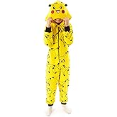 Pokemon Onesie Pikachu Yellow 3D Ears Kids Sleep Suit, Yellow, 7-8 Years