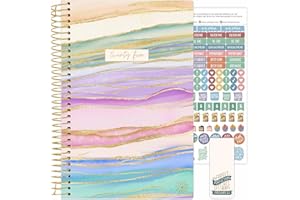 bloom daily planners 2025 Planner - Calendar Year Day Planner (January 2025 - December 2025) - 5.5” x 8.25” - Weekly & Monthly Agenda Organizer Book with Stickers & Bookmark - Watercolor Waves