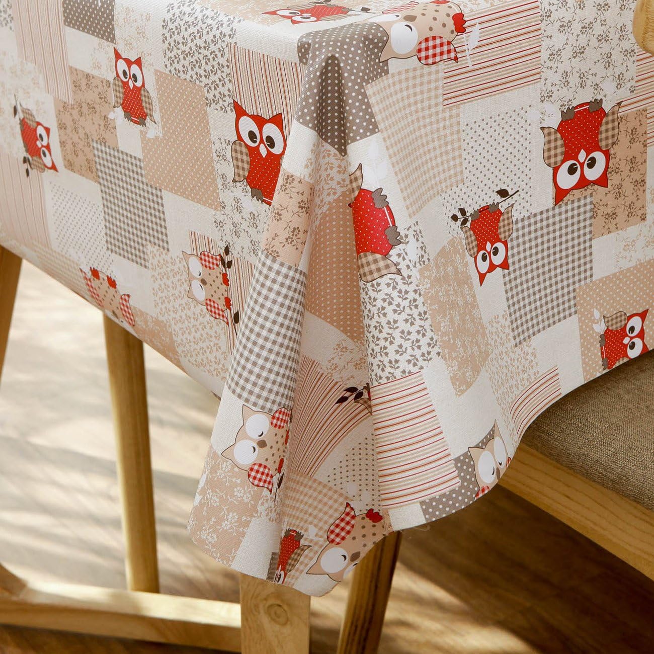 Diliba Vinyl Oilcloth Tablecloth Rectangle Wipeable Oil-Proof Waterproof PVC Heavy Duty LongOwl Tablecloth 54 x 108 Inch