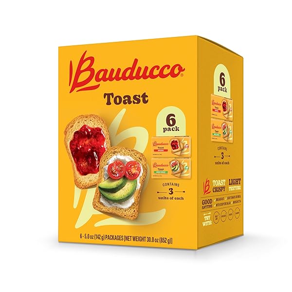 BAUDUCCO TOAST – DELICIOUS, LIGHT & CRISPY TOASTED BREAD – ORIGINAL & WHOLE WHEAT – READY-TO-EAT BREAKFAST TOAST & SANDWICH BREAD – NO ARTIFICIAL FLAVORS – 30 OZ (PACK OF 6)