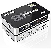 Kinivo 8K HDMI Switch (8K 60Hz, 4 in 1 Out, 48Gbps HDMI 2.1 Hub, Ultra HD Switcher, HDR10+, Dolby Atmos) - Compatible with HDTV, Nintendo Switch 2, PS5, Xbox, Apple TV