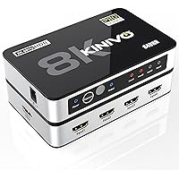 Kinivo 8K HDMI Switch with Remote 4 in 1 Out (4 Port, 8K 60Hz, 4K 120Hz HDMI Switcher, 48Gbps, HDR 10+, Dolby Atmos, HDCP 2.3