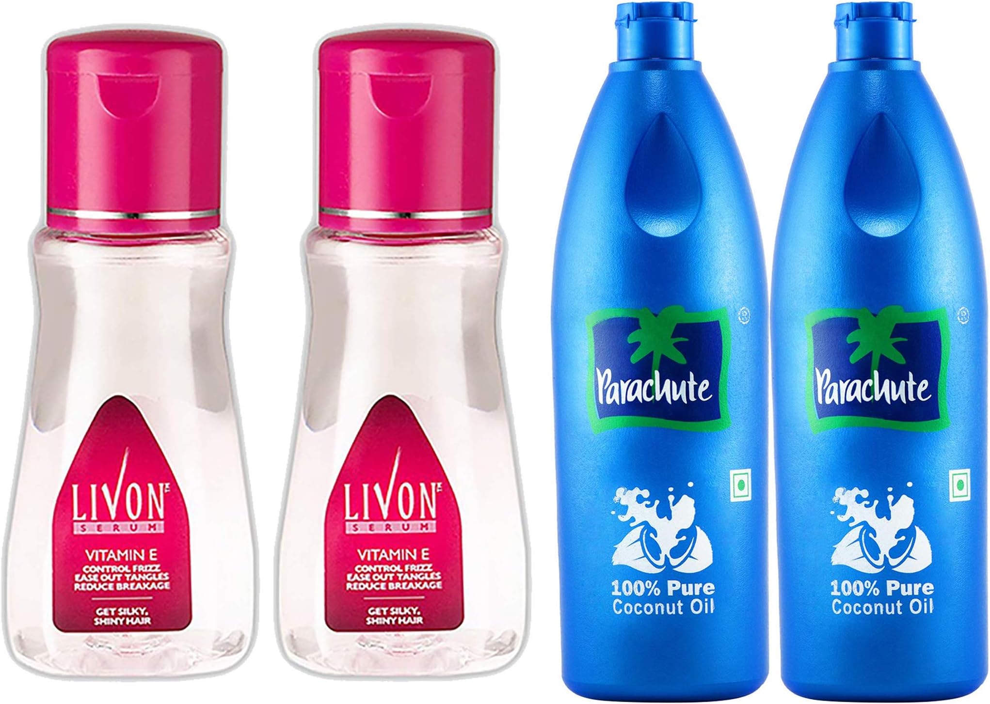 Livon Serum, 100ml (Pack of 2) And Parachute Coconut Oil, 600 ml (Pack of 2)