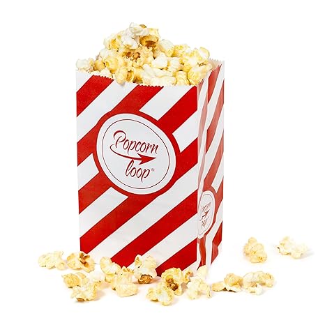 popcornloop Original Popcorntüten ? 5 x 10er Packungen ? Insgesamt 50 Stück ? Material: Papier ? Popcorn Tüten