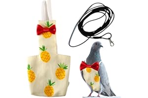 HOMEDY CRAFTS Birds Pigeon Diaper Pants Harness and Leash, Bird Diapers for Pigeons and Leash Harness, Diapers for Birds Cockatiel Parrot, Parakeet Diaper, Pigeon Pants, Parrot Clothes for Bird (XL-Pineapple)