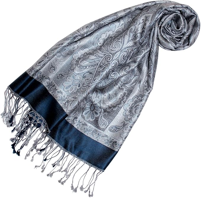 LORENZO CANA Luxus Damen Pashmina Schal Schaltuch jacquard gewebt 100/% Seide 55 x 180 cm Paisley Muster Seidenschal Seidentuch Seidenpashmina harmonische Farben