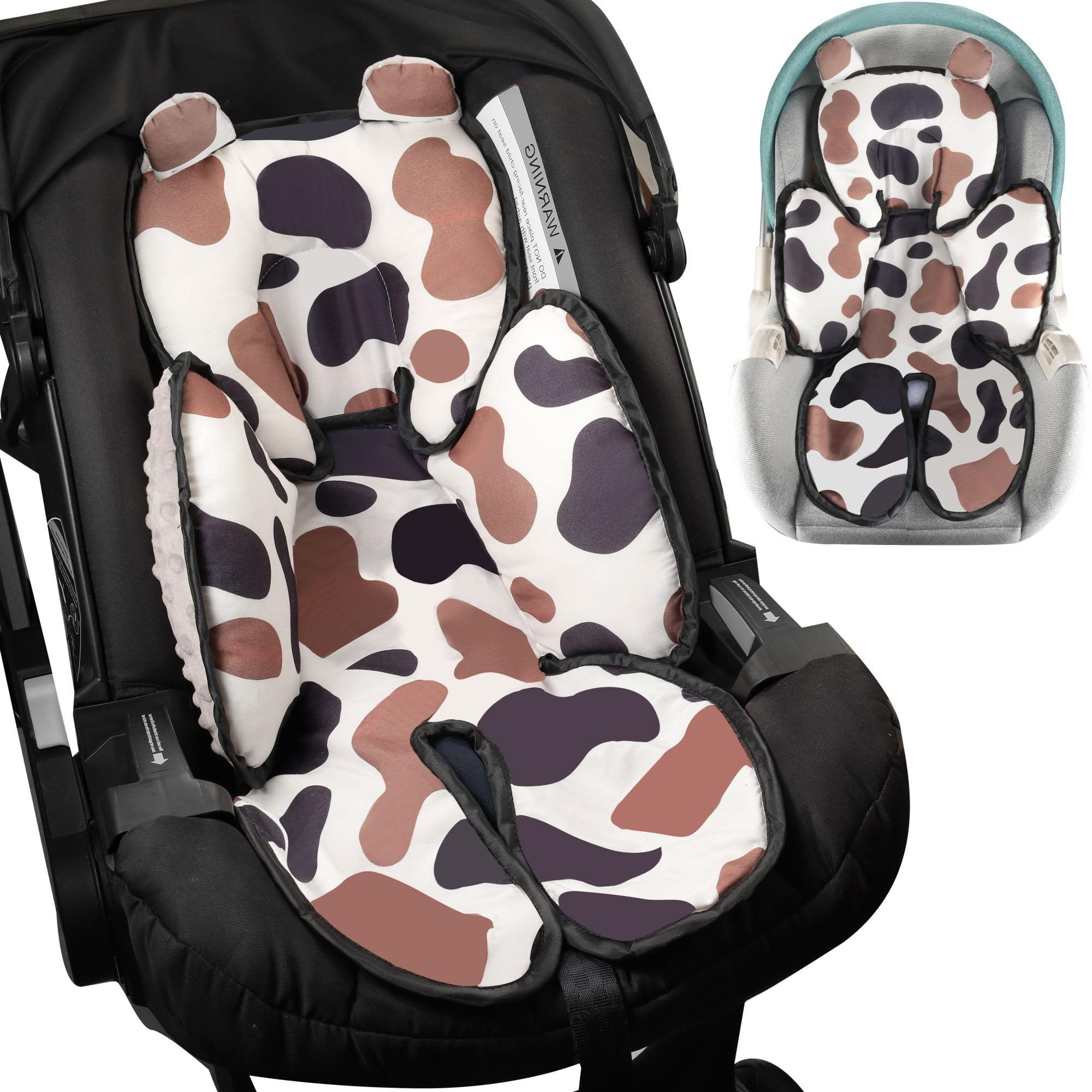 Photo 1 of Honeau 3in1 Baby Car Seat Head Body Support,Soft Breathable Infant Car Seat Insert Newborn Boy Girl,Reversible Cotton-Minnky Carseat Head Support Pillow Cushion for Infant Stroller,Swing,Bouncer(Grey)