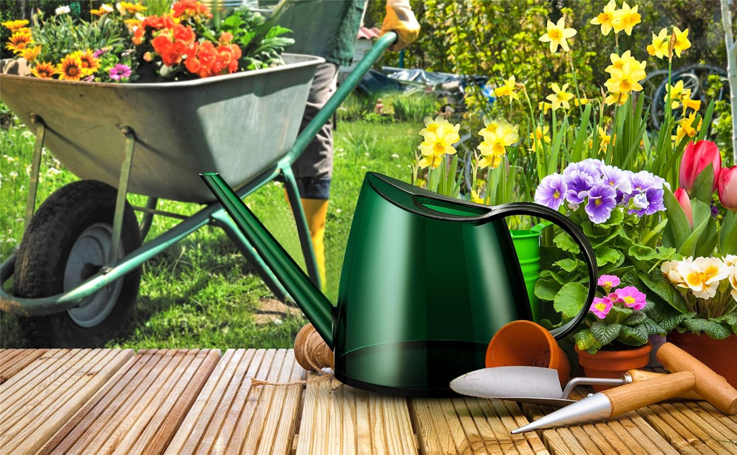 NERUB Indoor Watering Can for House Bonsai Plants, Small Watering Can with Long Spout Succulents Decorative Garden Flower 1/3 Gallon 1.4 L Modern Watering Pot Green : Garden & Outdoor