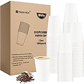 TashiBox 300 Count 12 oz Disposable Paper Coffee Cups - White Paper Cups for Party, Office, Cafes - Perfect for Cold and Hot Drinks