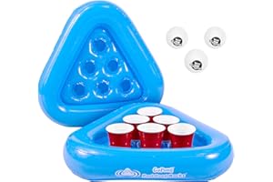 GoPong Pool Pong Rack Floating Beer Pong Set, Includes 2 Rafts and 3 Pong Balls