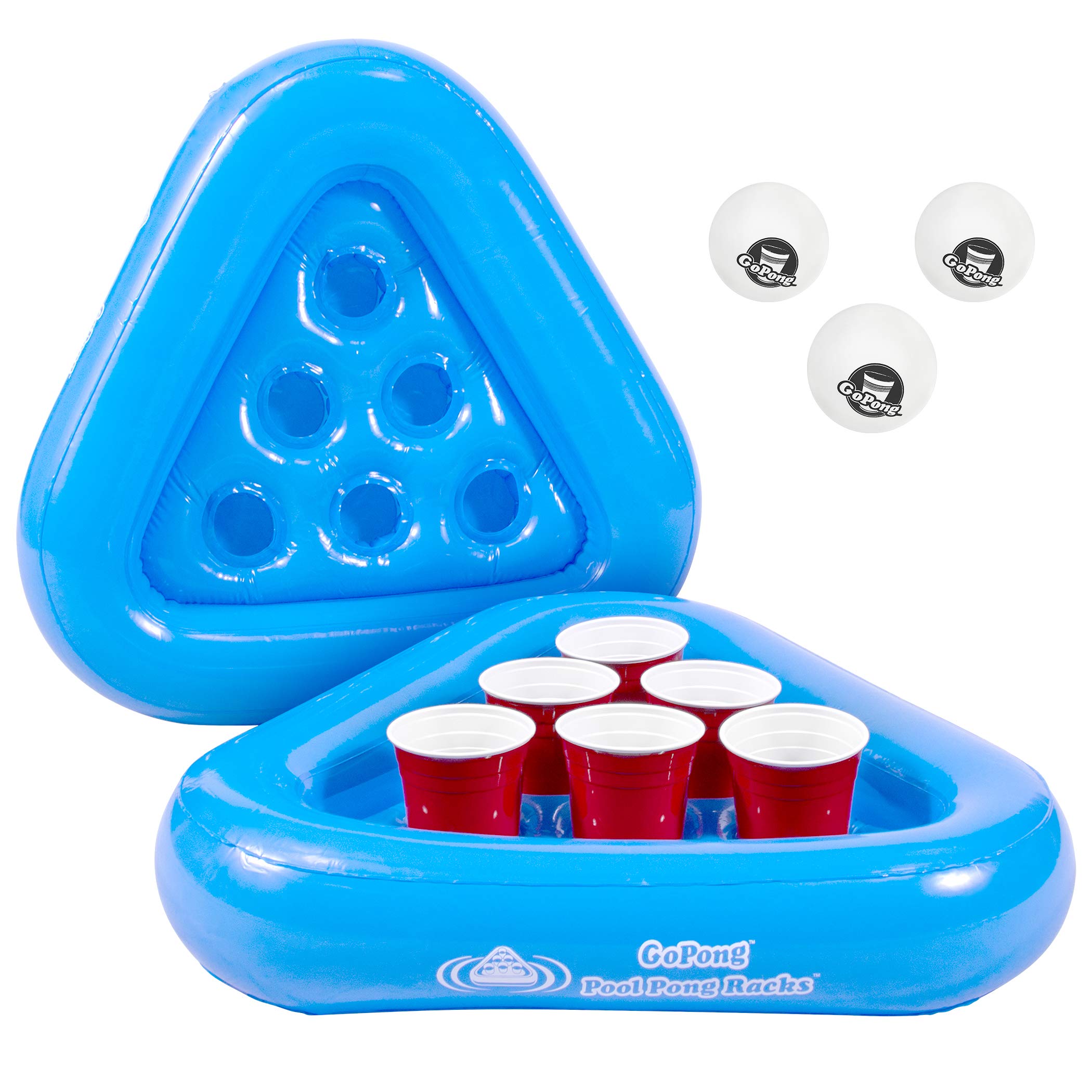 Photo 1 of GoPong Pool Pong Rack Floating Beer Pong Set, Includes 2 Rafts and 3 Pong Balls