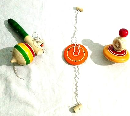 Crafts India Handcrafted Wooden Tops Handspinners Combo Set - 3pcs
