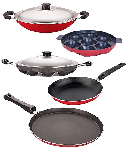 Buy Nirlon Non Stick Aluminium 5 Piece Gas Compatible Kitchen
