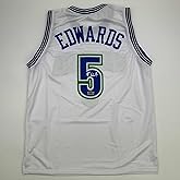 Facsimile Autographed Anthony Edwards Minnesota White Retro Reprint Laser Auto Basketball Jersey Size Men's XL