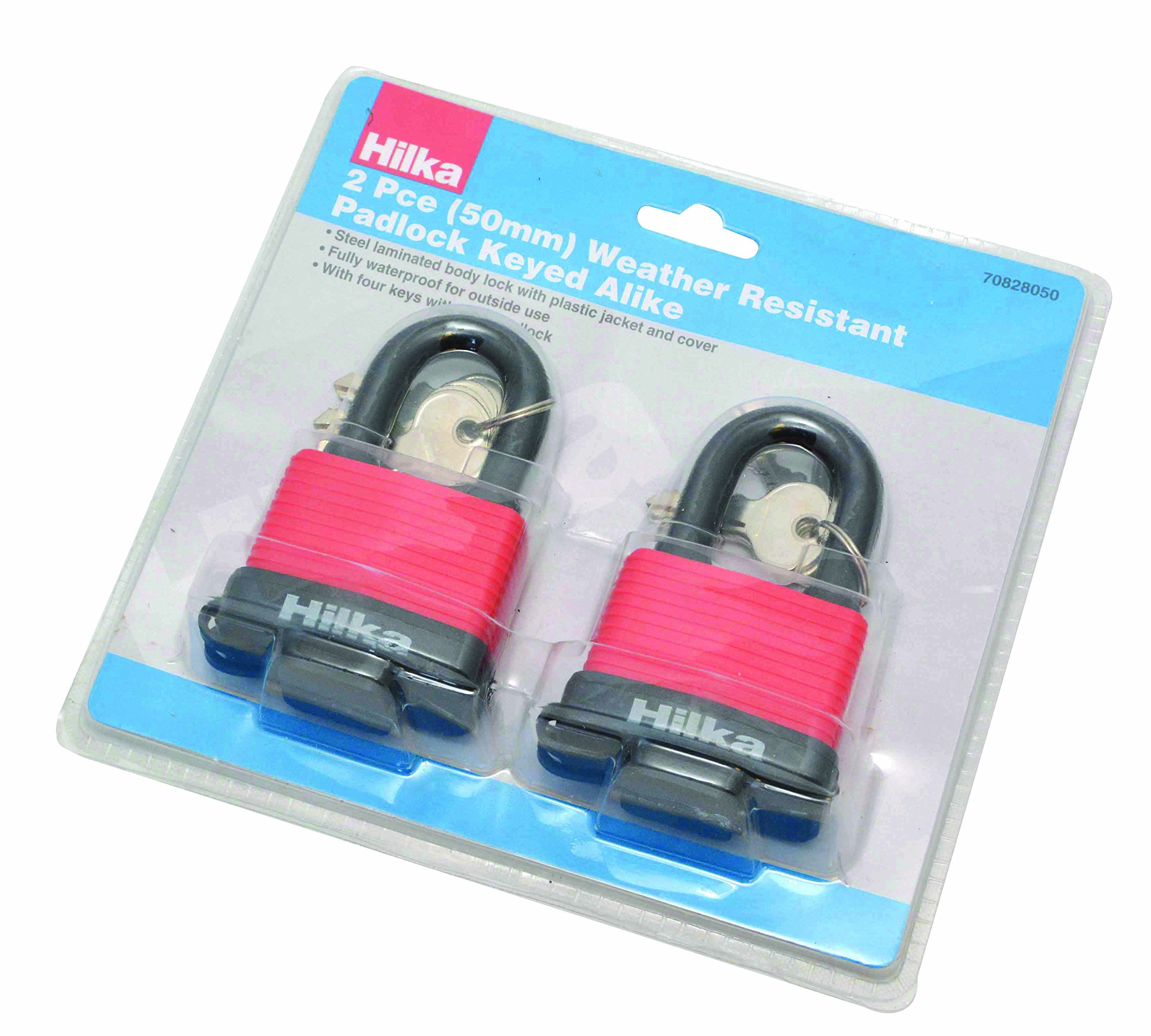 Hilka 70828050 Weather Resistant Keyed Alike Padlock (2-Piece)