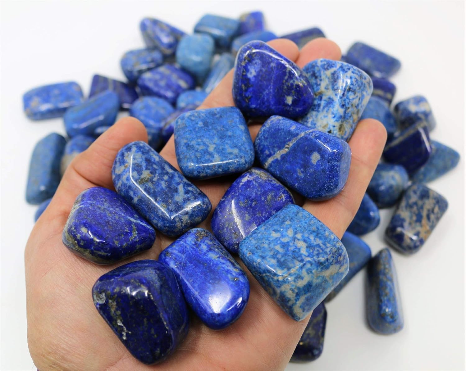 Marcopolo Gems 1/2lb Bulk Natural Lapis Lazuli Hand Polished Tumbled Stones 1.0” to 1.5” inch XXL Large AA Grade Stones: Kitchen & Dining