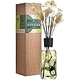 Bamboo White Tea Reed Diffuser Set - Fragrance Reed Diffusers for Home - 250ml Glass Bottle with Plant Accents, Black Reed Sticks, Dried Flowers - Aromatherapy Reed Diffuser Oil for Relaxation