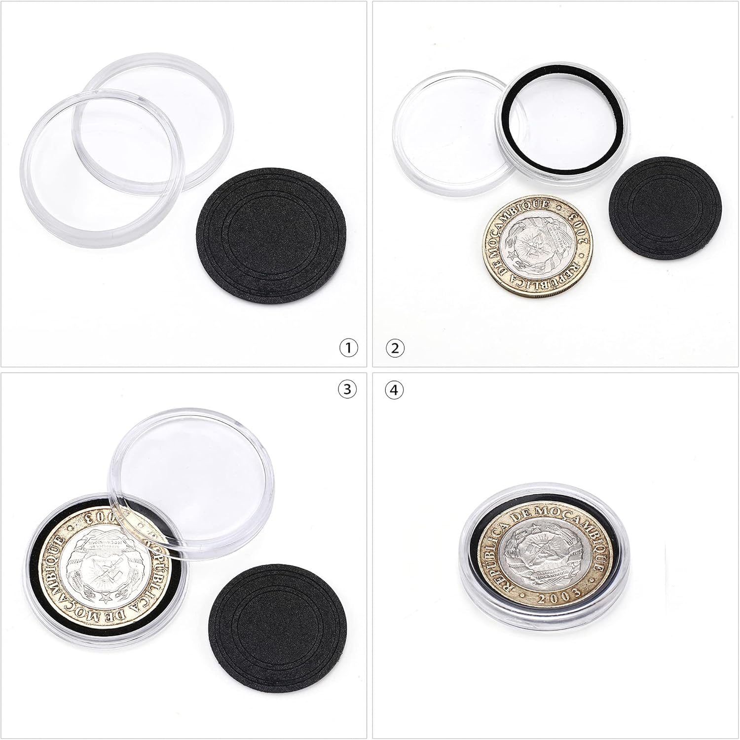 SPLF 100 Pieces 30mm Coin Capsules and 5 Sizes (17/20/25/27/30mm) Protect Gasket Coin Holder Case with Plastic Storage Organizer Box for Coin Collection Supplies : Office Products
