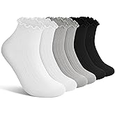 wernies Ruffle Socks Womens 6 Pairs,Cute Ankle Lettuce Edge Frilly Athletic Crew Socks