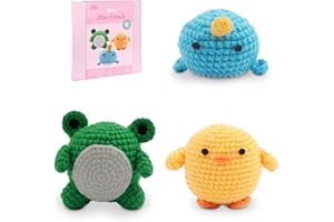 HOUSE CREATIVITY Crochet Kit for Beginners, Arts and Crafts Knitting & Crochet Animal Kit for Adults with Yarn Sets, Step-by-Step Video Tutorials, Holiday Birthday Gifts(Mini Friends)