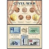 American Coin Treasures Civil War Coin and Stamp Commemorative Collection, Bicentennial Pennies, Presidential Dollars, US Mint State Postage Stamps