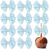 AIMUDI Baby Blue Bows Satin Ribbon Twist Tie Bows for Treat Bags 3.5" Small Bows for Gift Wrapping Premade Bows for Cake Pops Candy Apple Baby Shower Party Decor -24 Counts