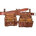 USA Pro Tools Tool Belt | Leather Rig for Carpenters, Framers, Electricians, Constructors, and Handyman Adjustable Pouches (SST 1108-1122)