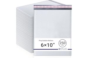 Baylue White Small Poly Bubble Mailers 6x10 inch #0 | Self Seal Padded Envelopes | Cushioned Bubble Mailer | Usable Size 6x9 | WaterProof | Lightweight mailing Shipping Bags | 250 Pack Bulk