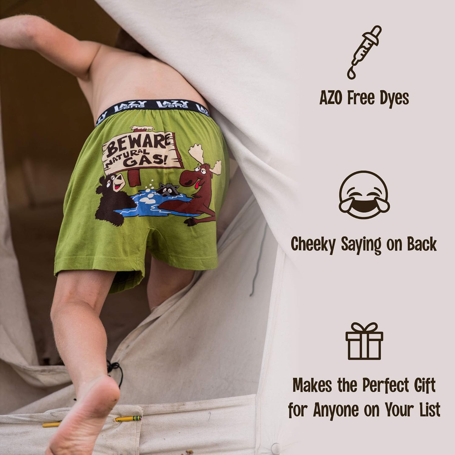 Lazy One Funny Animal Boxers, Novelty Boxer Shorts, Hunorous Kids' Underwear, Gag Gifts for Boys: Clothing