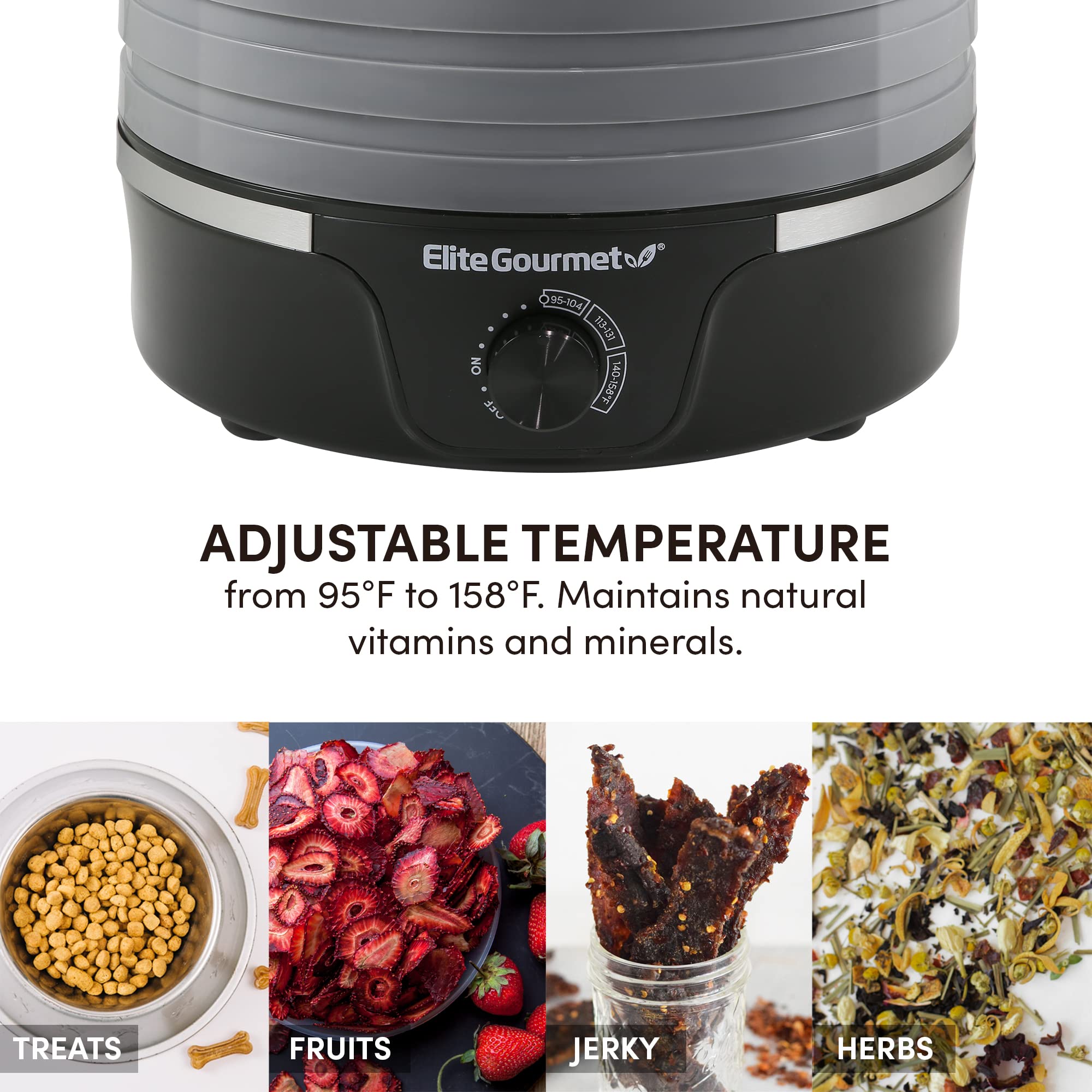 Elite Gourmet EFD319DKG Food Dehydrator, 5 BPA-Free 11.4