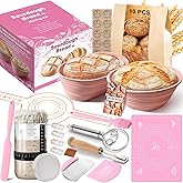 RYTOXILO Sourdough Starter Kit, 15 Pcs Sour Dough Bread Baking Supplies for Beginners with 24 Oz Glass Starter Jar, Complete Bread Making Set with Silicone Banneton Proofing Basket, Baking Accessory
