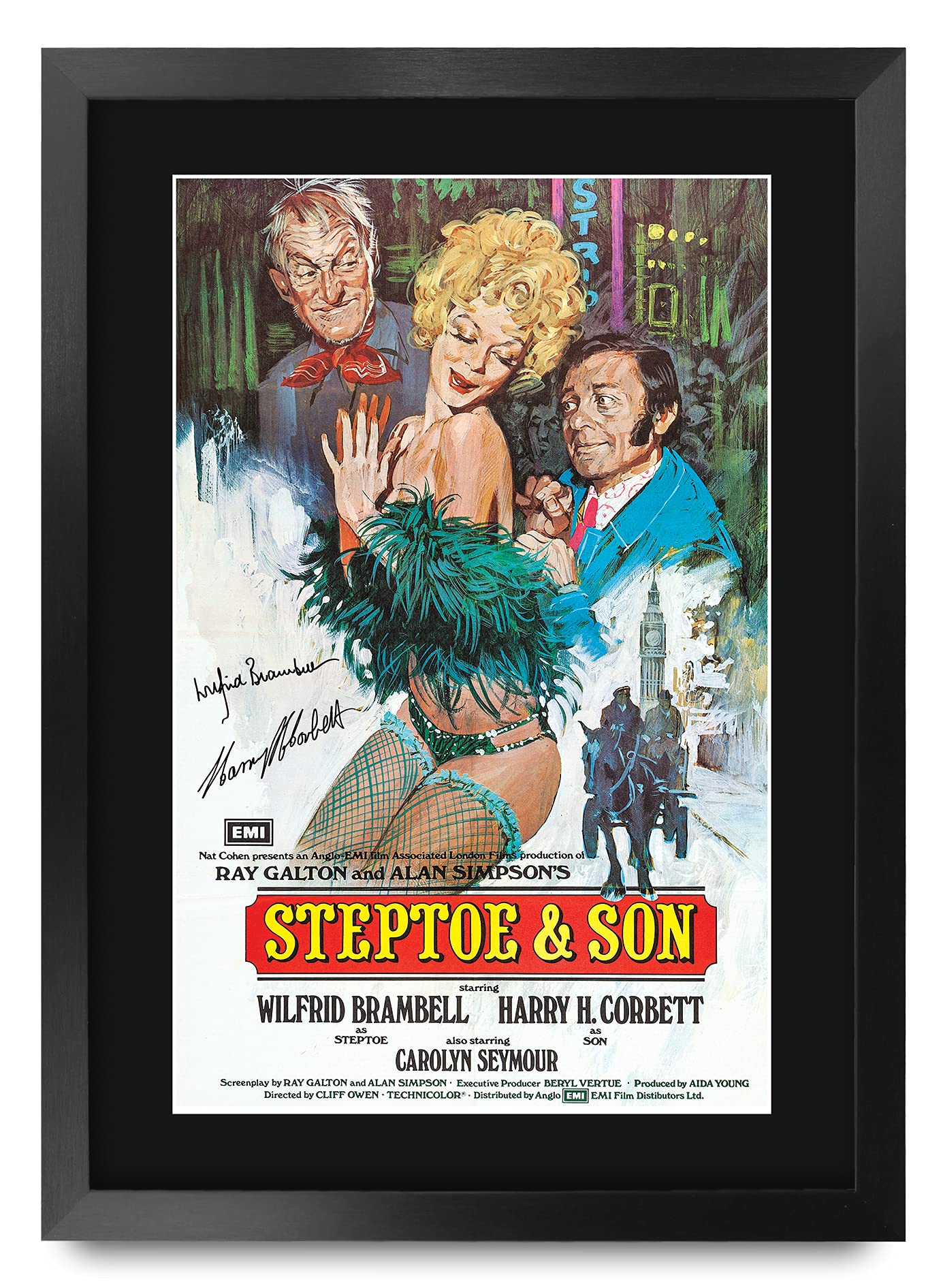 HWC Trading FR A3 Steptoe & Son 1 Harry H. Corbett Wilfrid Brambell Gifts Printed Poster Signed Autograph Picture for Movie Memorabilia Fans - A3 Framed