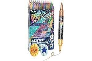 Glitter Pens Set, 14.8x1.2cm Double Tip Water Based Ink Tool for Sketching, Drawing, Albums, Projects, Scrapbooks, Lettering,