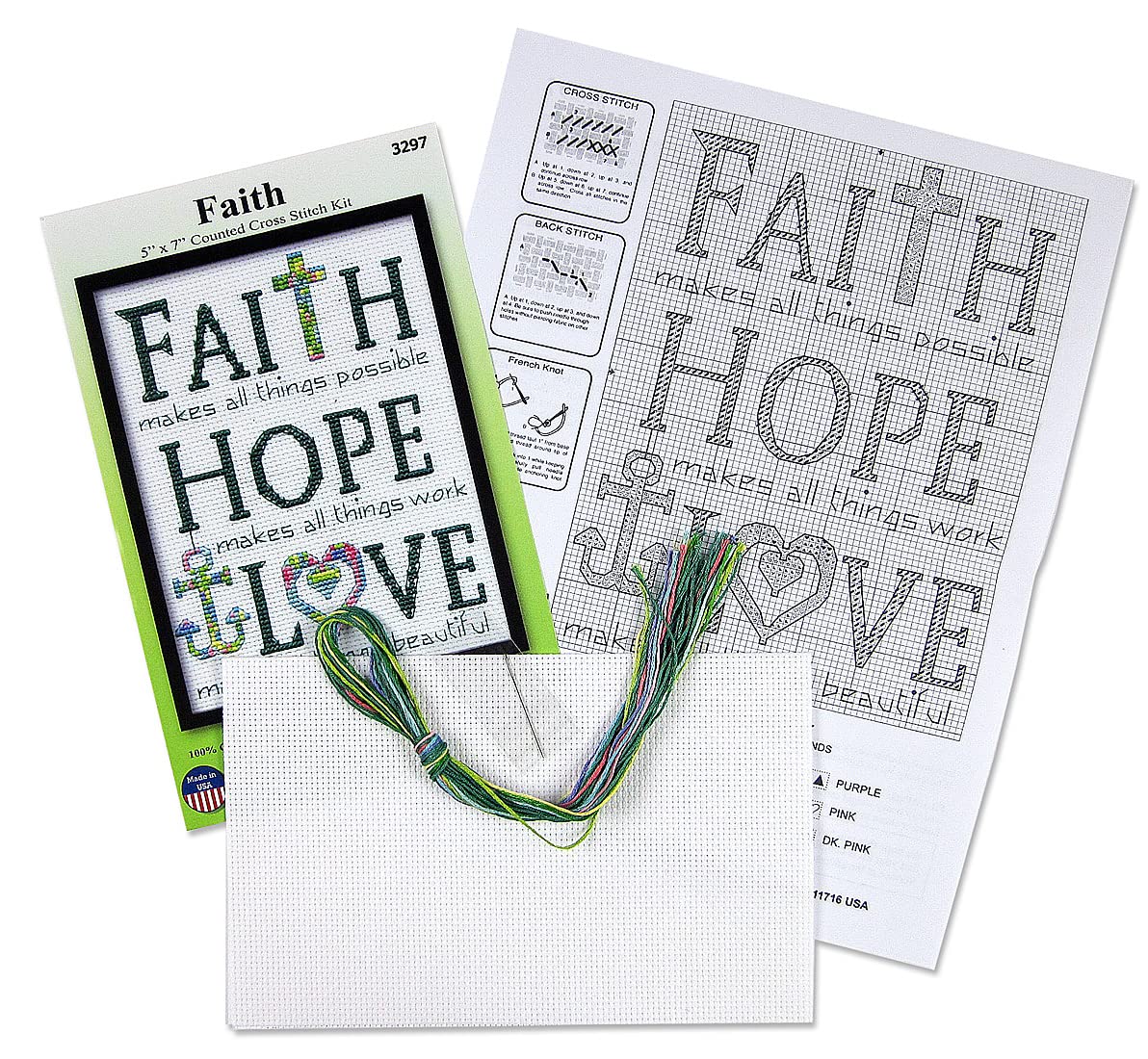 Design Works Crafts Cross Stitch Kit, Faith (14 Count)