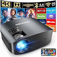 GooDee Projector 4K with WiFi and Bluetooth Supported, FHD 1080P Mini Projector for Outdoor Moives, 5G Video Projector for Ho