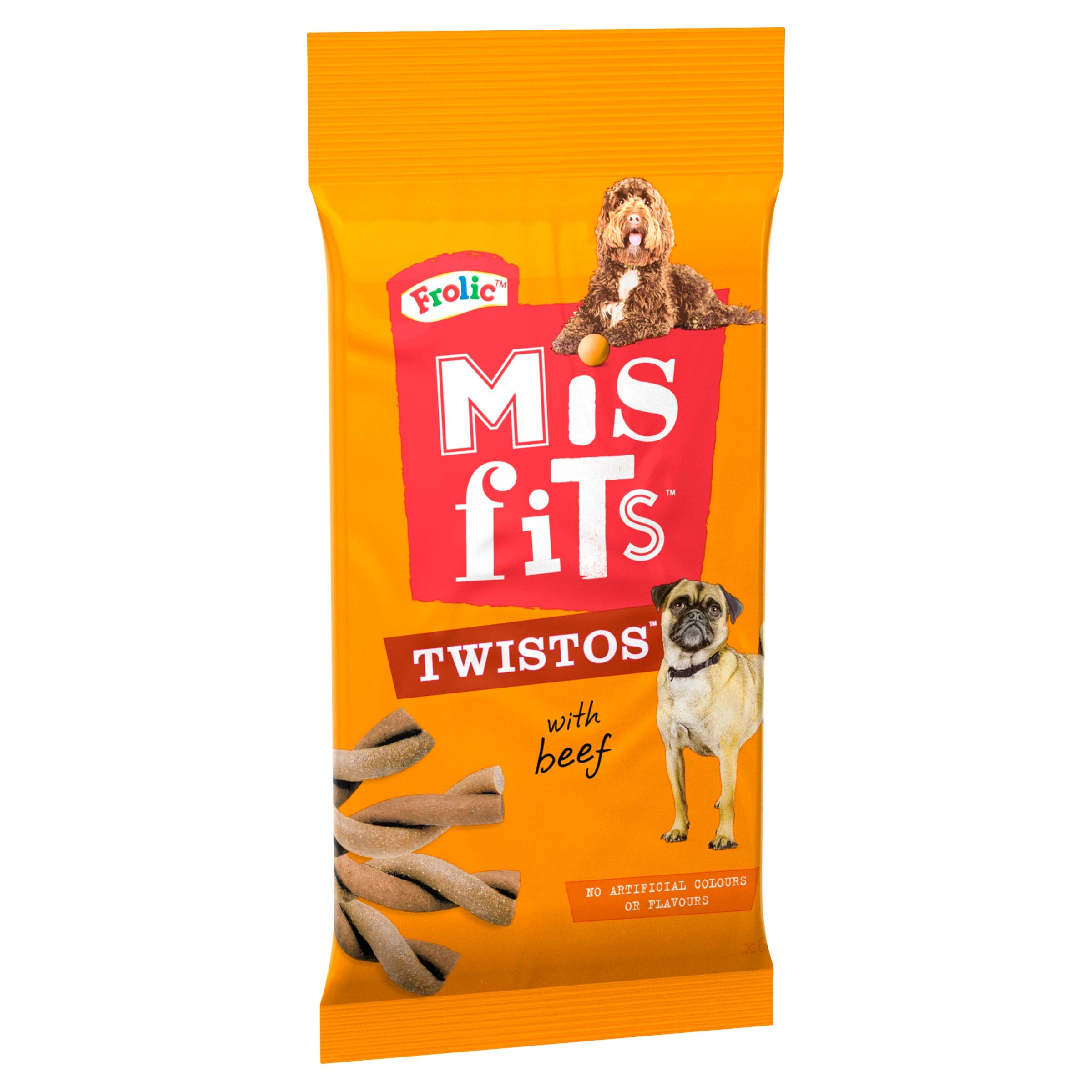 Frolic Misfits Twistos - Dog Treats - with Beef - 18 x 105 g