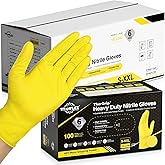 TitanFlex Heavy Duty Industrial Nitrile Gloves with Raised Diamond Texture, 6-mil, Latex Free (Dark Green/Yellow)