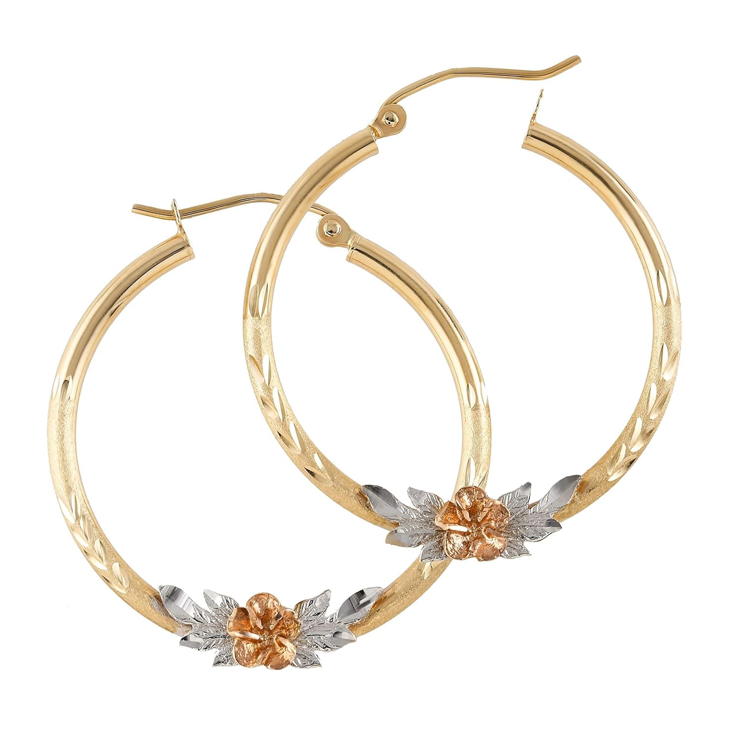 Balluccitoosi Tri Color Hoop Earrings 14k Gold Earring