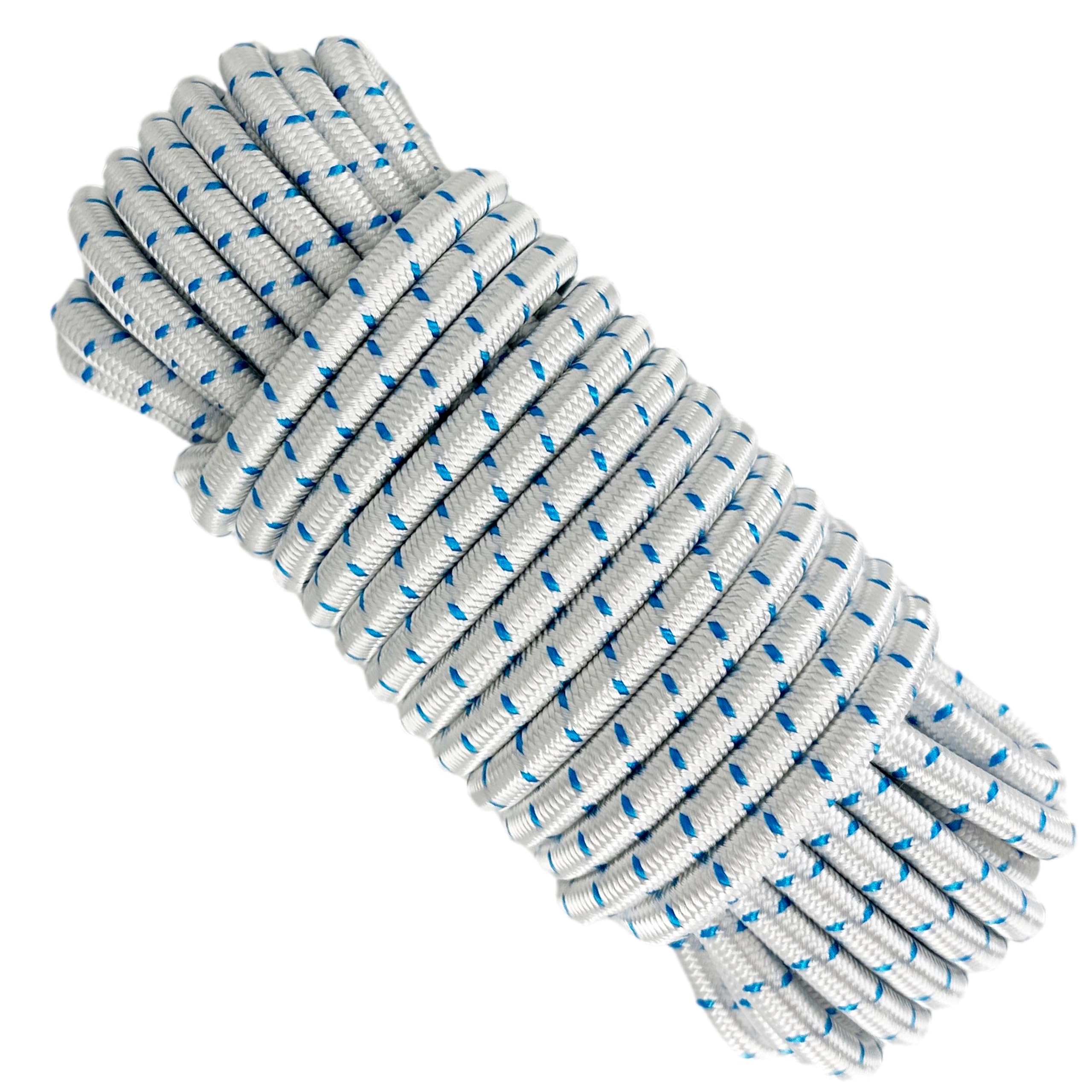 Elastic Rope Cord. 8MM * 10M. Polyester Cord, Latex. White with Blue