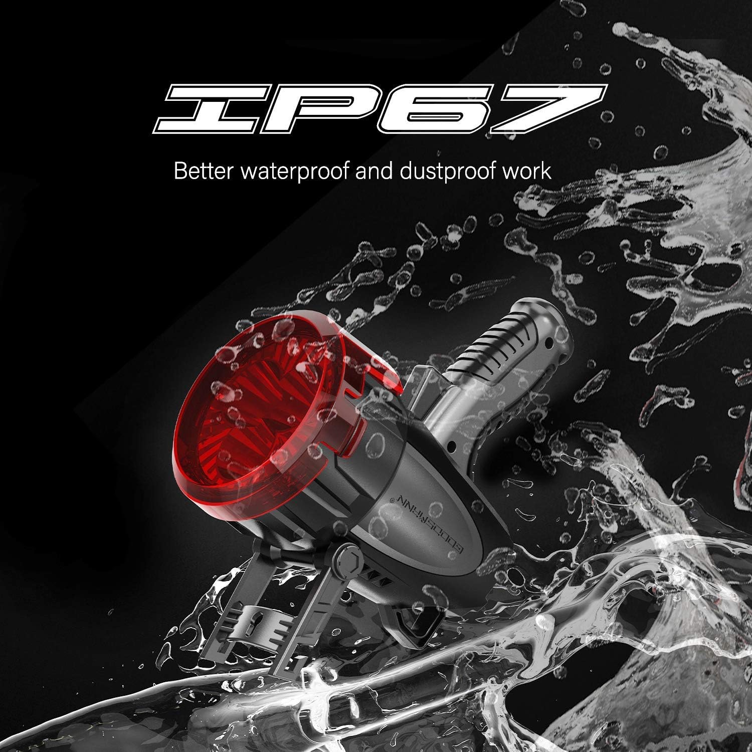 GOODSMANN Spotlight 6000 Lumen Boat Spotlight Waterproof Rechargeable Marine Spotlight LED Hunting Spotlight with Detachable Red Light Filter, EVA Carrying Case 9903-C102-01 - - 