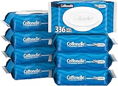 Cottonelle Fresh Feel Flushable Wet Wipes, Adult Wet Wipes, 8 Flip-Top Packs, 42 Wipes Per Pack (336 Total Wipes), Packaging 