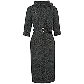 CHIC STAR Womens Boucle Tweed Drape Dress