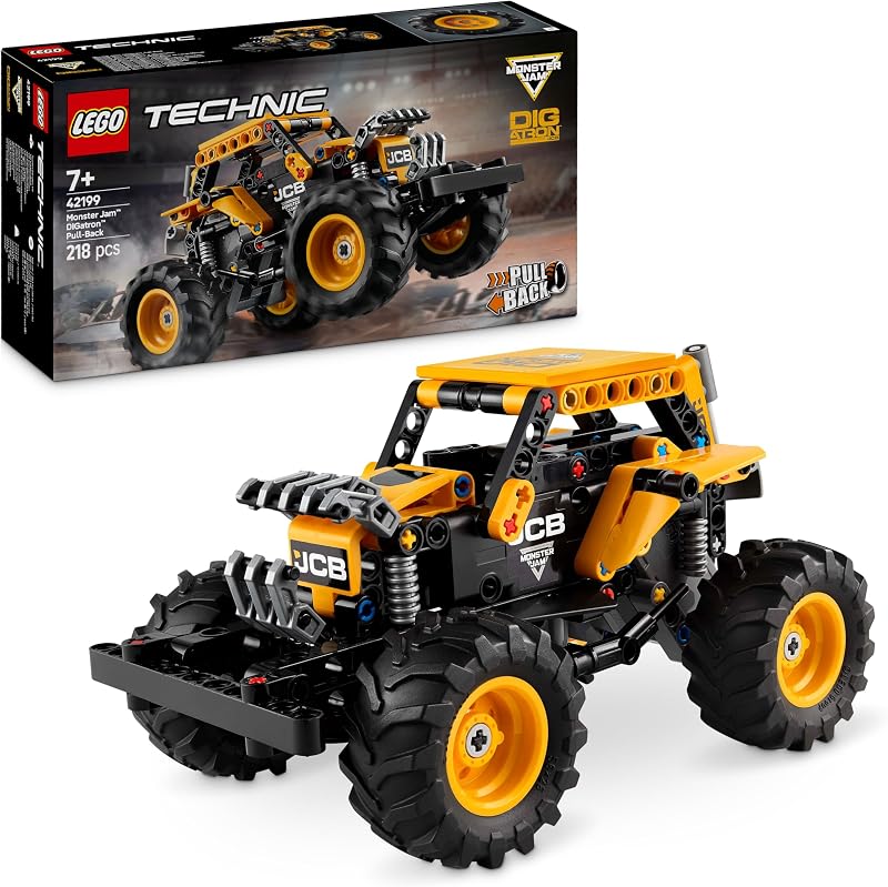 Technic Monster Jam DIGatron Pull-Back Truck Toy - Vehicle Building Set for 7+ Year Old Boys & Girls Who Love Creative Play - Gift Idea 42199