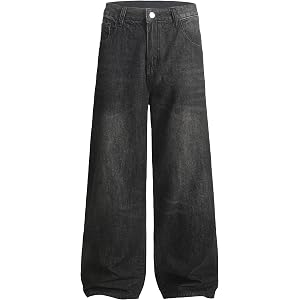 Jeans for Men Baggy Wide Leg Denim Pants Casual Loose Fit Y2K Skater Jeans Vintage Straight Hip Hop Streetwear Trousers