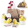 XYHQYB 9 in 1 Chicken Stuffed Animal, Stuffed Chicken Toys for Kids - Egg Laying Hen Plush with Hen House, Baby Chicks and Eggs in Zippered Belly for Boys Girls Birthday Gifts Farm Party Decors