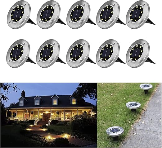 Wilktop 10er Im Set Solarleuchten Fur Garten Solarlampe Garten Lampe Solarleuchte Bodenleuchte Warmweiss Mit 8leds Licht Bodenstrahler Led Aussen Garten Ip65 Wasserdicht Amazon De Beleuchtung